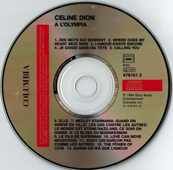 Celine Dion  A lOlympia : CD